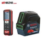 تراز لیزری دو خط نقطه زن نور سبز بوش + متر لیزری 50 متر میلواکی