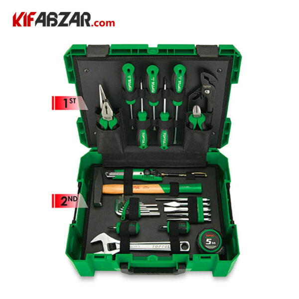 جعبه ابزار سامسونتی سبز 104 پارچه پلاستیکی تاپ تول مدل GCZ 104A - Image 1