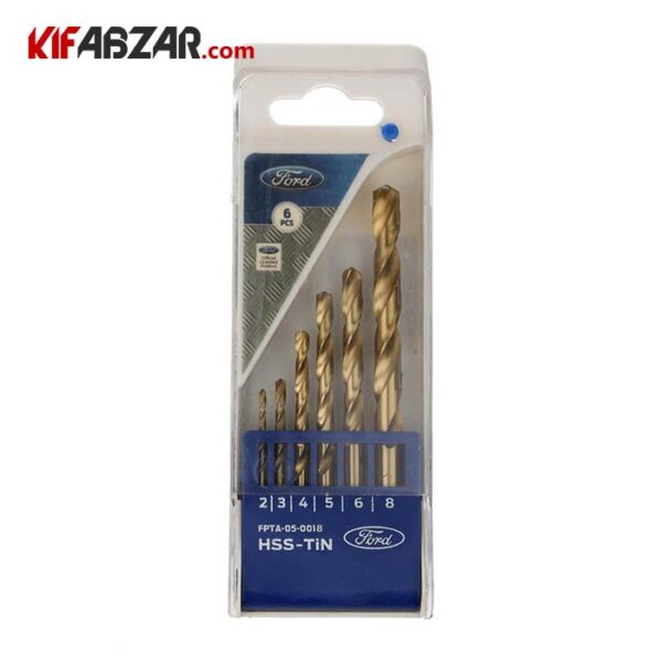 4073d0b82e5e4d78bdd6e85fb9fe2e7a ست مته سری آهن 6 عددی HSS TIN فورد مدل FPTA 05 0018 - Image 1