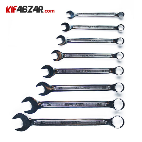 40d3c00901ac4f9492929b8f63cd8821 ست آچار یکسر تخت یکسر رینگی 8 عددی توسن مدل TI101-S8 - Image 1