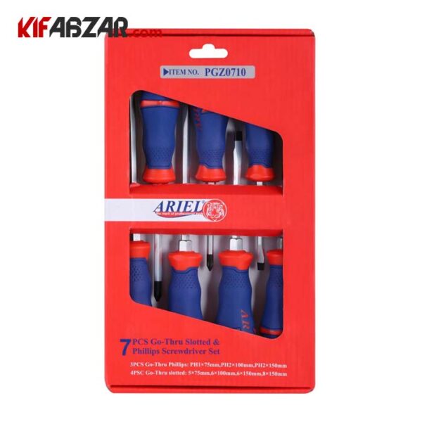 46d0b68f7fd24480b8017634bb0a4731 ست پیچ گوشتی ضربه خور 7 عددی آریل مدل PGZ0710 - Image 1