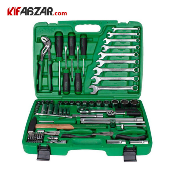 جعبه ابزار سبز 80 پارچه پلاستیکی تاپ تول مدل GCAI8002 - Image 1