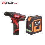 ست دریل پیچگوشتی شارژی 12 ولت + تراز لیزری 20 متر نور سبز