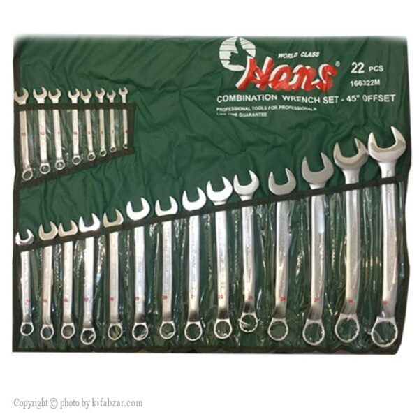 آچار یکسر تخت یکسر رینگی هنس 22 عددی مدل 166322M