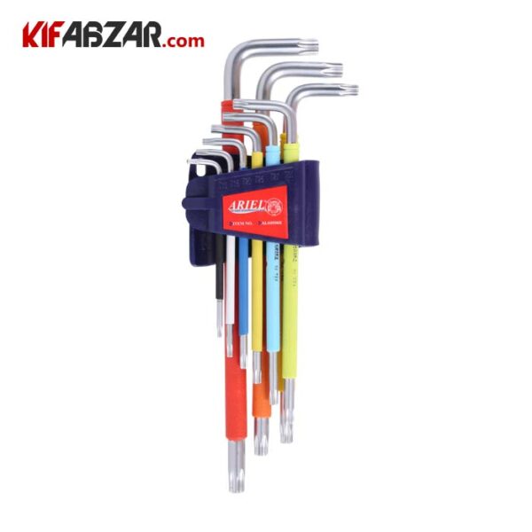 آچار آلن ستاره ای فوق بلند ستاره ای رنگی 9 عددی آریل مدل ASL0998B - Image 1