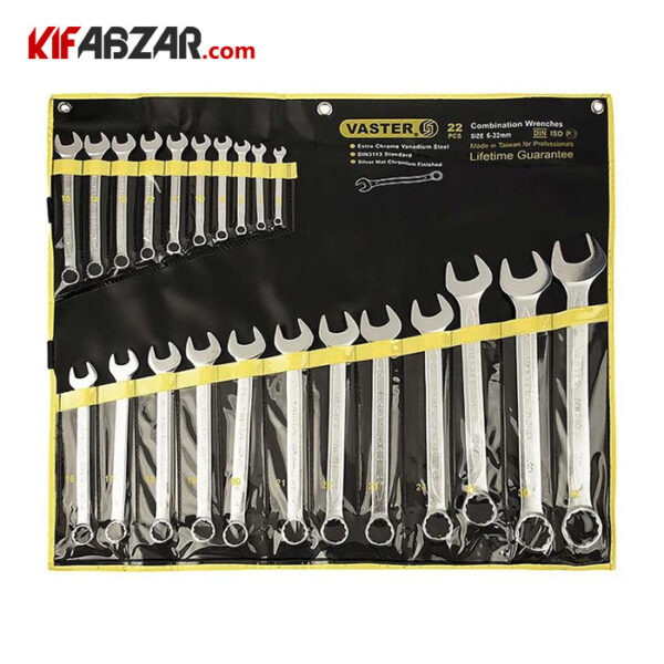 ست آچار یکسر تخت یکسر رینگی 22عددی واستر مدل PCS22