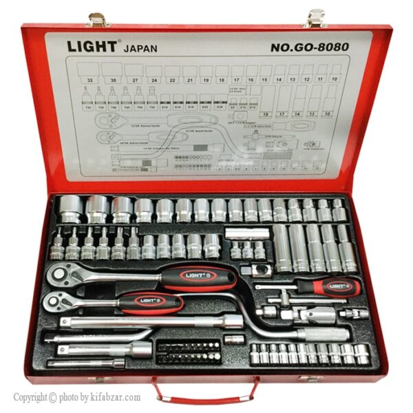 مجموعه 80 عددی آچار بکس لایت مدل GO-8080