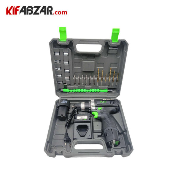 متعلقات کیت دریل پیچ گوشتی شارژی 12 ولت پی ای پی مدل CD-1225