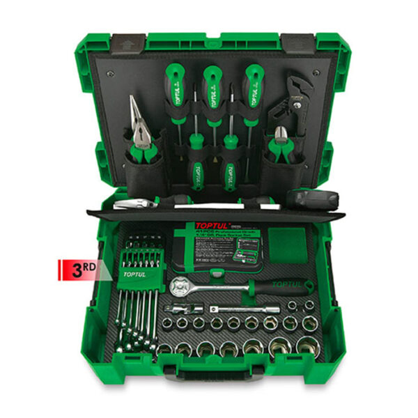 جعبه ابزار سامسونتی سبز 104 پارچه پلاستیکی تاپ تول مدل GCZ 104A - Image 2