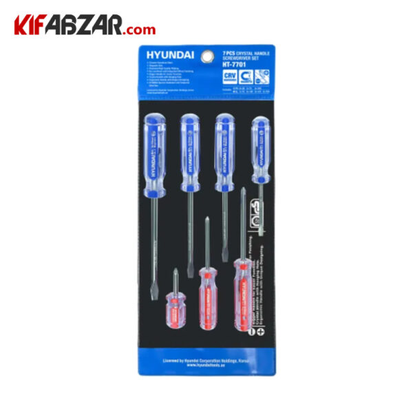 ست 7 عددی پیچ گوشتی دسته کریستالی هیوندای مدل HT-7701 ست 7 عددی پیچ گوشتی دسته کریستالی هیوندای مدل HT-7701