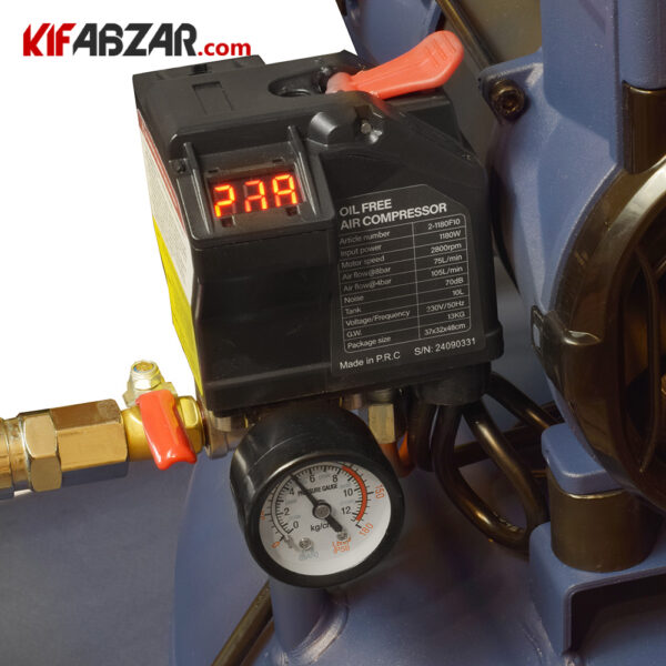 گیج فشار مخزن کمپرسور باد 10 لیتری روما مدل پرایم 2-1180F10