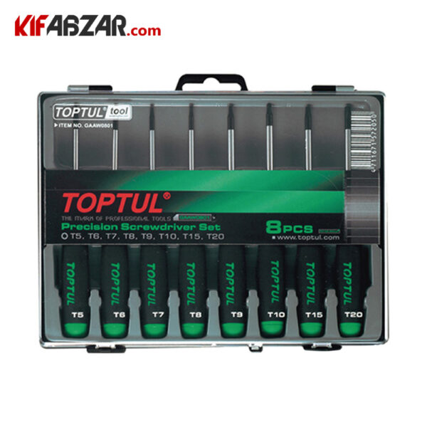 ست 8 عددی پیچ گوشتی ستاره ای تاپ تول مدل GAAW0801 ست 8 عددی پیچ گوشتی ستاره ای تاپ تول مدل GAAW0801