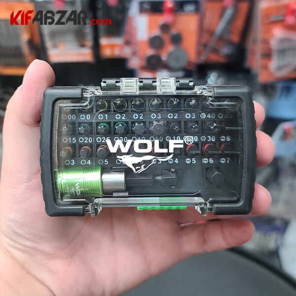 جعبه و بسته بندی ست 32 پارچه سری پیچ گوشتی ولف