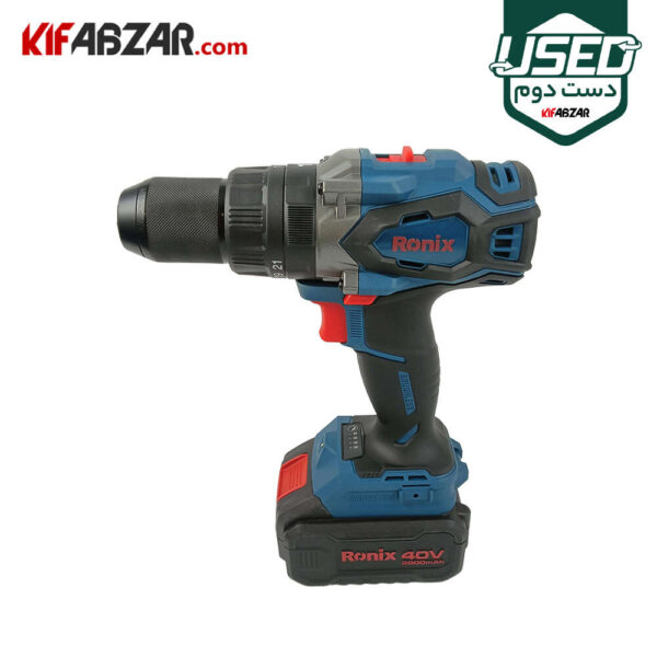 عکس دریل پیچ گوشتی چکشی شارژی 40 ولت رونیکس مدل 8905-40V دست دوم
