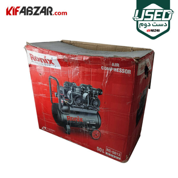 جعبه کارتنی کمپرسور باد 50 لیتری سایلنت رونیکس مدل RC-5013 دست دوم