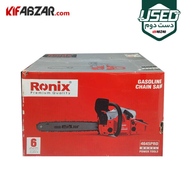 بسته بندی اره زنجیری بنزینی 1800 وات رونیکس مدل 4645PRO دست دوم