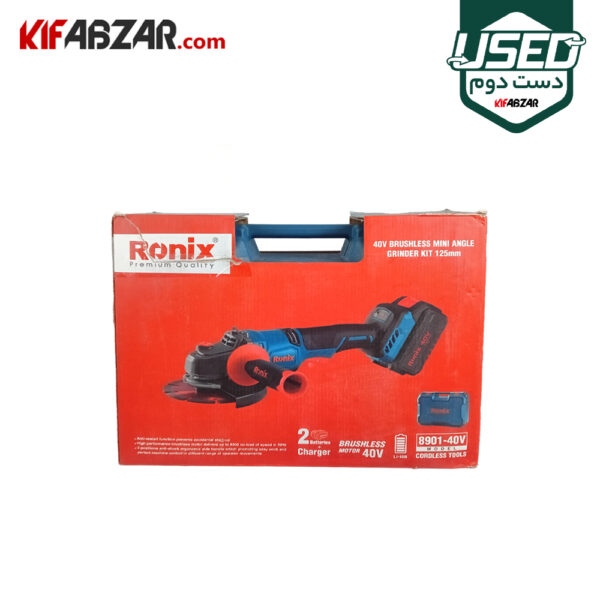 بسته بندی مینی فرز شارژی براشلس 40 ولت رونیکس مدل 8901-40V دست دوم