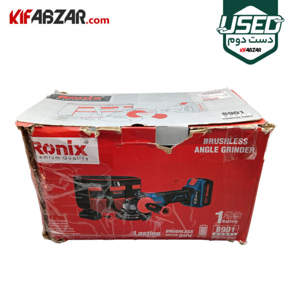 کارتن برزنتی مینی فرز شارژی براشلس 20 ولت رونیکس مدل 8901 دست دوم