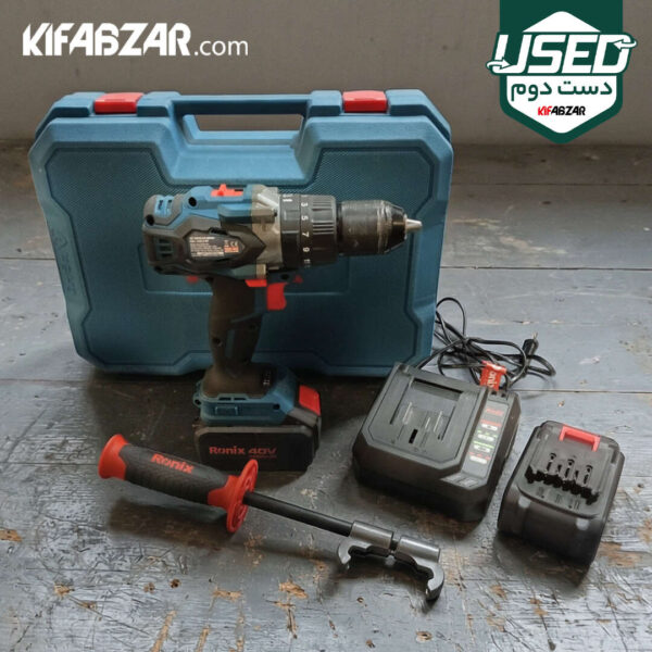فروش دریل پیچ گوشتی چکشی شارژی 40 ولت رونیکس مدل 8905-40V دست دوم