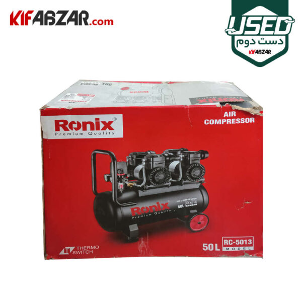 بسته بندی کمپرسور باد 50 لیتری سایلنت رونیکس مدل RC-5013 دست دوم