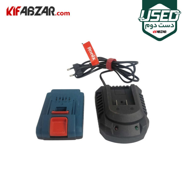 باتری و شارژر مینی فرز شارژی براشلس 20 ولت رونیکس مدل 8901 دست دوم