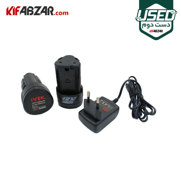 باتری و شارژر دریل پیچ گوشتی شارژی 12 ولت ایوک مدل K-7212V دست دوم