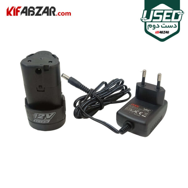 باتری و شارژر دریل پیچ گوشتی شارژی 12 ولت ایوک مدل K-7212V دست دوم