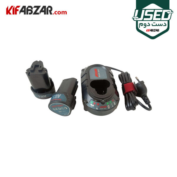 باتری و شارژر دریل پیچ گوشتی شارژی 12 ولت آروا مدل 5851 دست دوم