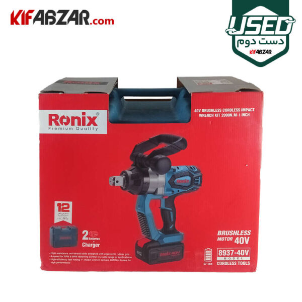 بسته بندی آچار بکس شارژی 40 ولت رونیکس مدل 8937-40V دست دوم