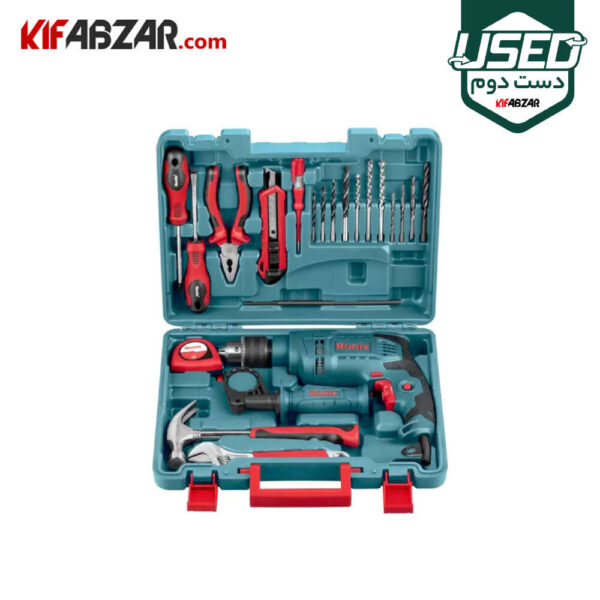 مجموعه 21 پارچه دریل چکشی 650 وات رونیکس مدل RS-0001 دست دوم