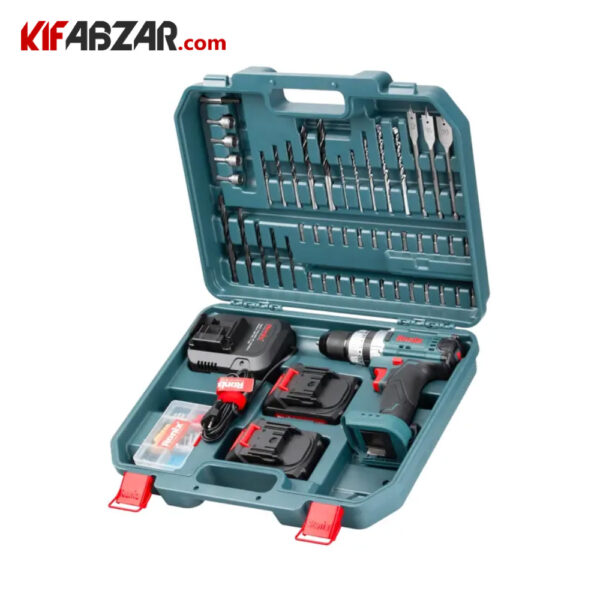 تصویر کیت 53 عددی دریل شارژی چکشی 20 ولت رونیکس مدل RS-8619