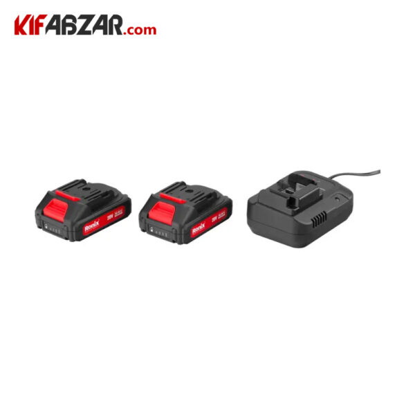 باتری و شارژر کیت 53 عددی دریل شارژی چکشی 20 ولت رونیکس مدل RS-8619